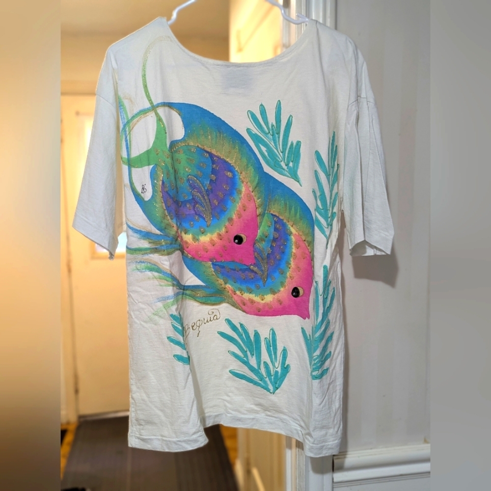 Colorful Fish Graphic T-Shirt Vintage OP
